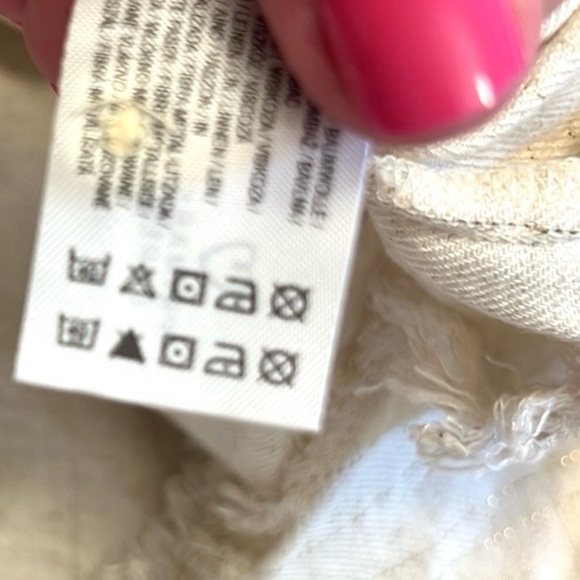 NWT,2-Pc Primark Sustainable,Cotton Blend,Cream Pant/Top Set,Fringed Hem,Size L - Picture 6 of 15